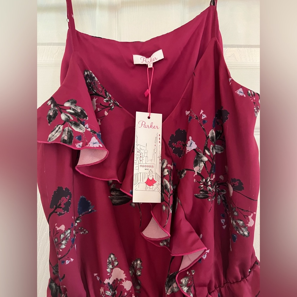 Parker Casual Floral Ruffle Midi Dress NWT